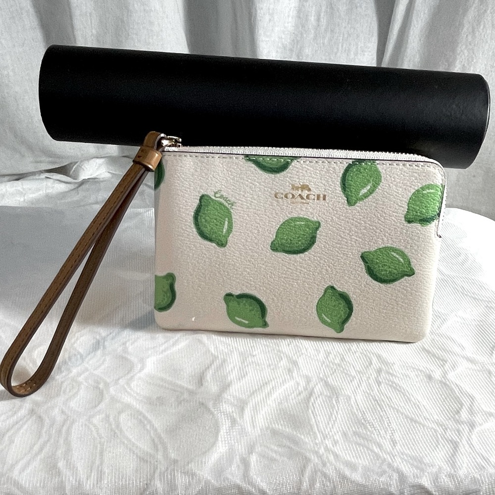 COACH Lime Corner Zip Wristlet